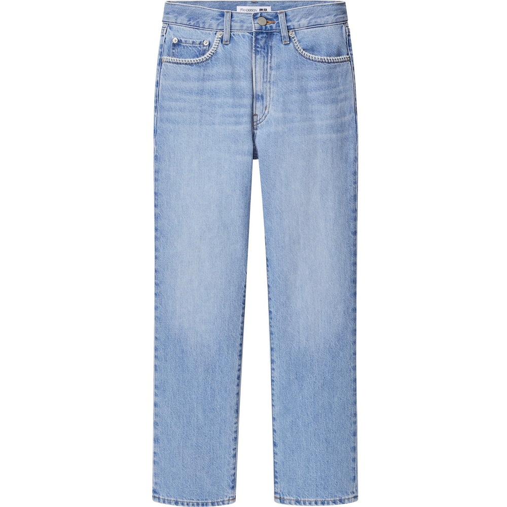 JW Anderson x Uniqlo Womens Light Wash Straight Leg Blanket Stitch Jeans 29